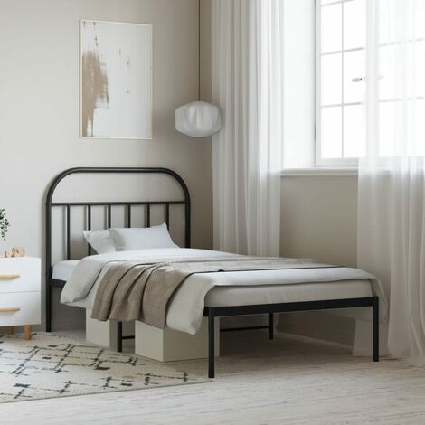 Lit Adulte avec tête de lit magnifique - Cadre de lit métal pour Chambre,Matériau durable noir 100x200 cm -45302 (1/5)