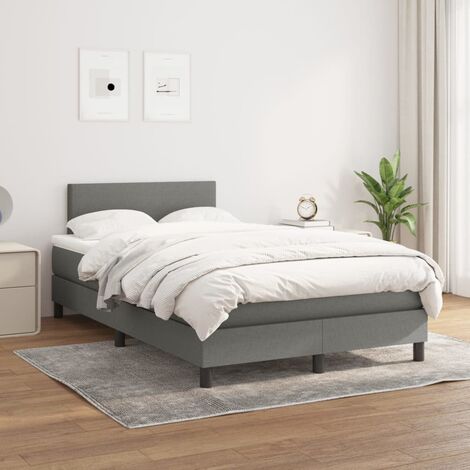 Lit Adulte Confortable - Lit à sommier tapissier avec matelas pour Chambre Gris foncé 120x200cm Tissu BV83394 (1/5)