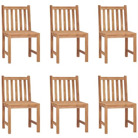 6 pcs Chaises de jardin, Chaises de terrasse, Fauteuils de Relaxationn Bois de teck solide BGT83607 (1/5)