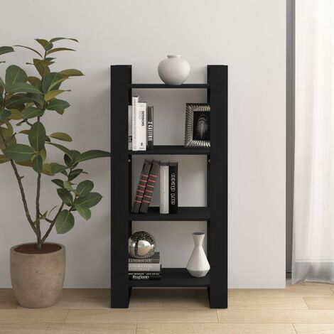 Bibliothèque, Étagère de Rangement, Séparateur de pièce, Meuble pour Dossier Noir 60x35x125 cm Bois massif AXZ87330 (1/5)