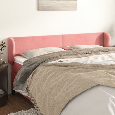 Tête de lit avec oreilles Armoire de Tête de lit pour Chambre - Rose 203x23x78/88 cm Velours -16810 (1/5)
