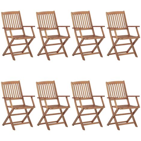 8 pcs Chaises pliables d'extérieur, Chaises de jardin à dîner, Fauteuils de jardin Bois d'acacia solide BGT56876 (1/5)