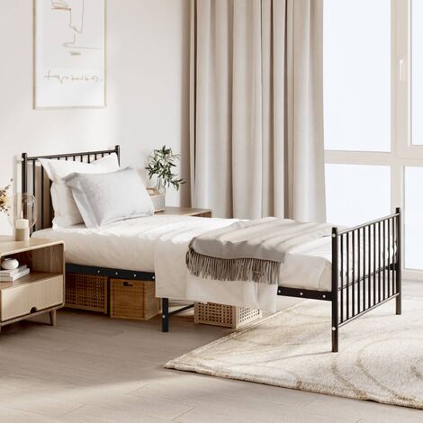 Lit Adulte avec tête de lit magnifique - Cadre de lit métal pour Chambre,Matériau durable/pied de lit noir 90x190 cm -69886 (1/5)