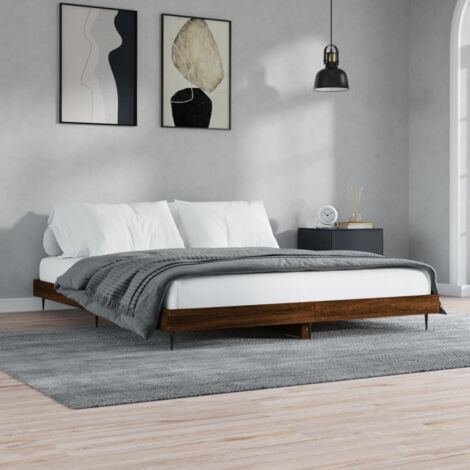 Lit double-200 x 200 cm, Cadre de lit, Lit adulte, Structure de lit chêne marron 200x200 cm bois d'ingénierie PDKEI17198 (1/5)