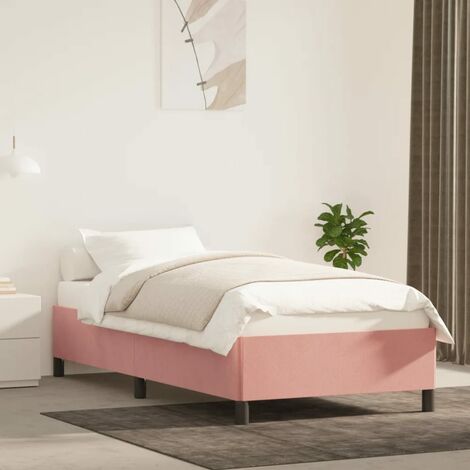 Lit adulte-100 x 200 cm, Cadre de lit, Lit Simple, Structure de lit Rose 100x200 cm, Velours PDKEI34607 (1/5)