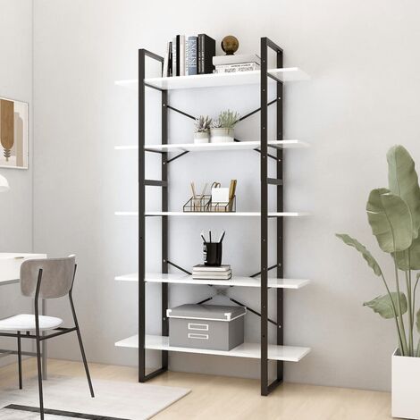Bibliothèque,Étagère à 5 niveaux de Rangement Ouvert,Étagère livres Blanc 100x30x175 cm Bois d'ingénierie - DH32590 (1/5)