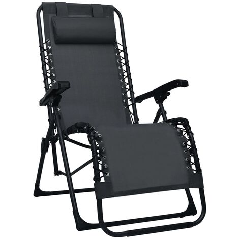 Chaise pliable,Fauteuil de Relaxation pliable de terrasse Noir Textilène BGT11660 (1/5)