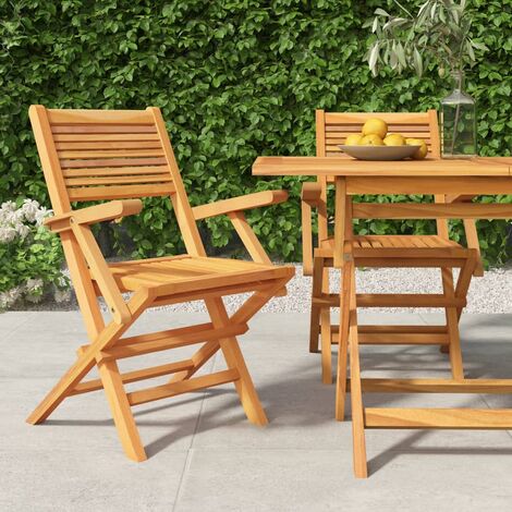 Chaises de jardin pliantes 2 pcs,Fauteuils d'extérieur 55x62x90 cm bois massif teck -TF79046 (1/5)