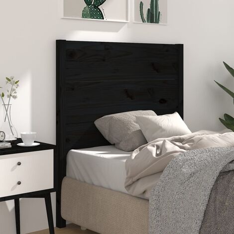 Tête de lit pour lit simple, Cadre de lit, Tableau décoratif de chevet Noir 96x4x100 cm Bois massif de pin CDE75369 (1/5)