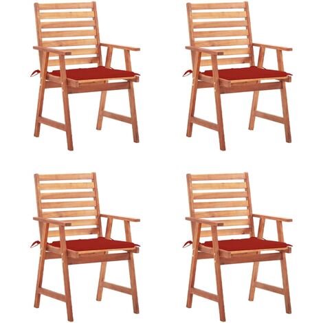 Chaises à dîner,Chaises à manger, Fauteuils de Relaxation d'extérieur 4 pcs avec coussins Acacia massif BGT25125 (1/5)