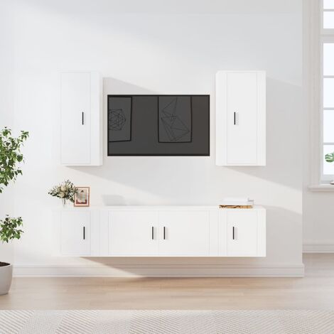 5 pcs Ensemble de meubles TV Banc TV Meuble de Rangement Blanc Bois d'ingénierie HUIBU883160 (1/5)
