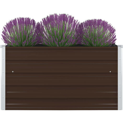 Jardinière, Pot de fleurs 100 x 100 x 45 cm Acier galvanisé Marron BVM11021 (1/5)