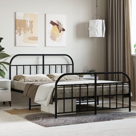Lit Adulte avec tête de lit magnifique - Cadre de lit métal pour Chambre,Matériau durable/pied de lit noir 140x190 cm -44000 (1/5)