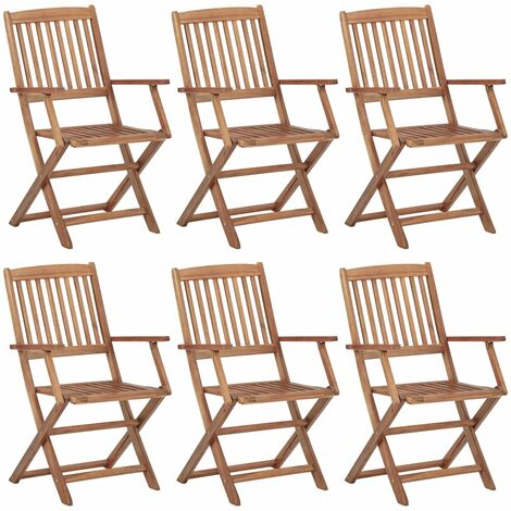 6 pcs Chaises pliables de jardin, Chaises de jardin à dîner, Fauteuils de jardin Bois d'acacia solide BGT95251 (1/5)