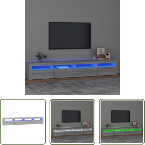 The Living Store Meuble TV avec lumières LED Sonoma gris 240x35x40 cm - Meubles Tv - Meuble Tv - Télévision - Luminaire Led - Éclairage Rgb (1/5)