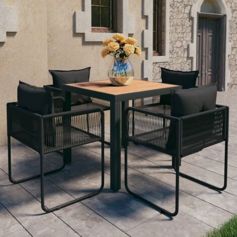 5 pcs Salon de jardin, Ensemble table et chaises de jardin, Meuble de jardin PVC Résine tressée Noir et marron MKW258694 (1/5)