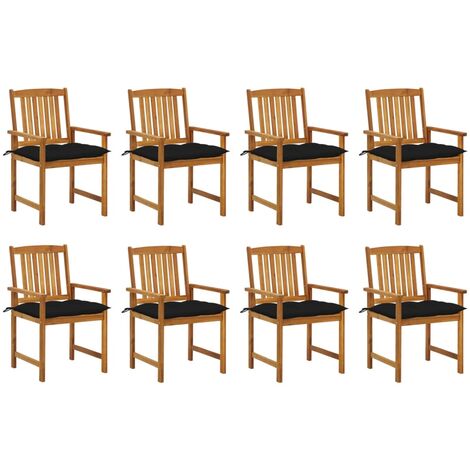 8 pcs Chaises de jardin avec coussins, Fauteuils Extérieur, Sièges confortable Bois d'acacia solide BGT85202 (1/5)