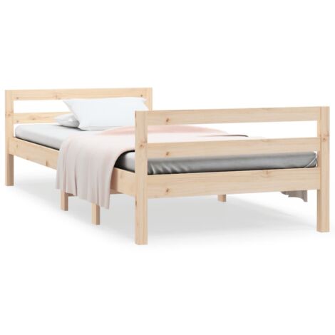 Lit double pour adulte Cadre de lit - 90x190 cm Bois de pin massif BV481438 - BonneVie (1/5)