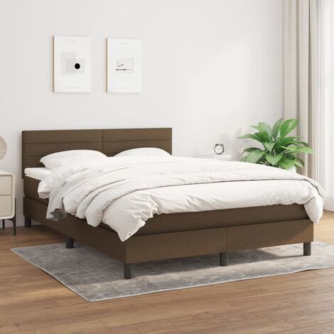 Lit Adulte Fonctionnel - Lit à sommier tapissier avec matelas pour Couchage Marron foncé 140x190 cm BV51922 (1/5)