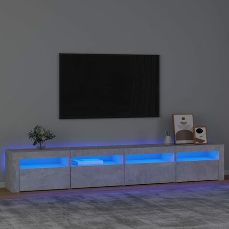 Meuble TV avec lumières LED, Banc TV, Support de Télévision, Meuble TV de salon Gris béton 240x35x40 cm YHJ67800 (1/5)