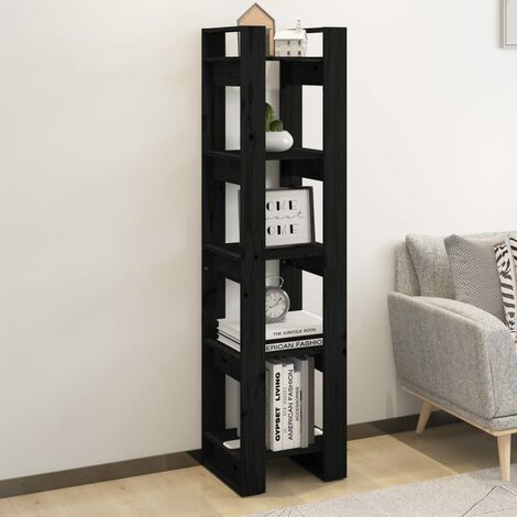 Bibliothèque, Étagère de Rangement, Séparateur de pièce, Meuble pour Dossier Noir 41x35x160 cm Pin solide AXZ11234 (1/5)