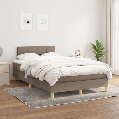 Lit adulte,Lit avec Sommier et Matelas confortable pour Chambre,Ensemble Lit à sommier tapissier Taupe 120x200 cm Tissu -BVN53780 (1/5)