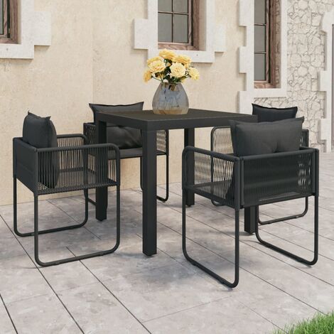 Salon de jardin 5 pcs,Mobilier de terrasse,Table et Chaise pour Relax PVC Résine tressée Noir -YZ397331 (1/5)