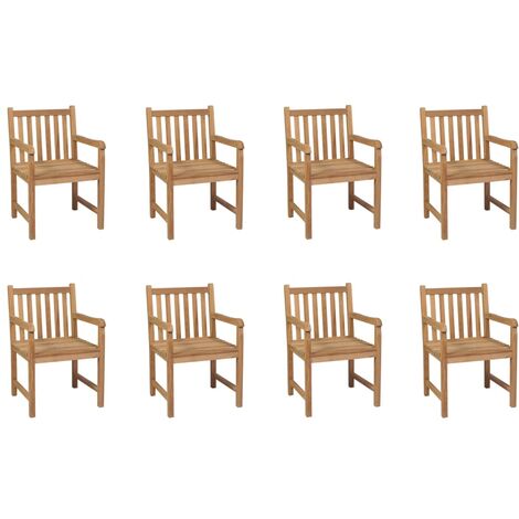 8 pcs Chaises d'extérieur Chaises de jardin Chaises de terrasse Bois de teck solide BGT65516 (1/5)