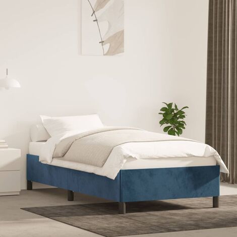 Lit adulte Moderne - Cadre de lit pour Adultes, Enfants pour Couchage Bleu foncé 90x190 cm Velours -50577 (1/5)