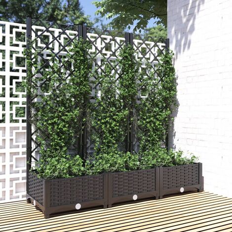 Jardinière avec treillis Pot de fleurs Bac à fleurs Noir 120x40x121,5 cm PP BVDXN495427 MaisonChic (1/5)