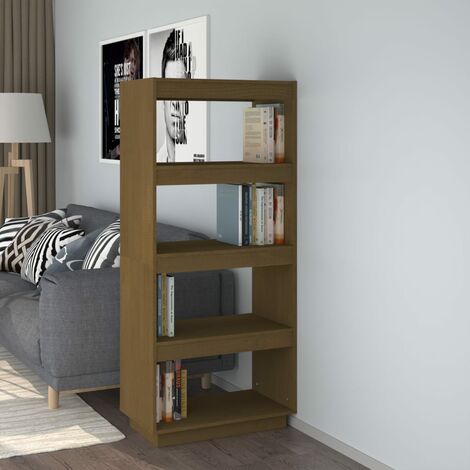 Bibliothèque, Étagère de Rangement, Séparateur de pièce, Meuble pour Dossier Marron miel 60x35x135 cm Pin AXZ94305 (1/5)
