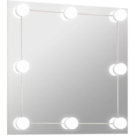 INLIFE Miroir mural avec lampes LED Carré Verre (1/5)