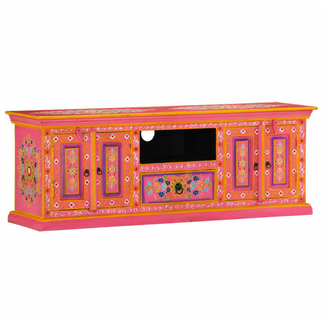 Meuble TV,Banc TV rose 110x30x40 cm bois massif de manguier -BV90175 (1/5)