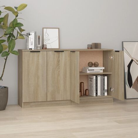 Lot de 2 Buffets Vintages,Enfilades Chêne Sonoma 60x30x70 cm Bois d'ingénierie -TZ49433 (1/5)