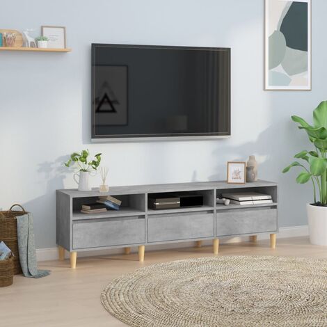 Meuble TV, Banc TV, Support pour Téléviseur, Meuble de Salon Gris béton 150x30x44,5 cm bois d'ingénierie YHJ11444 (1/5)