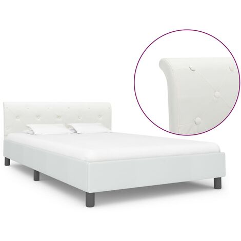 Lit adulte Moderne - Cadre de lit pour Adultes, Enfants pour Couchage Blanc Similicuir 140 x 200 cm -10965 (1/5)