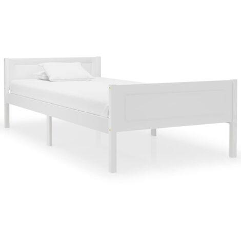 Lit adulte-100 x 200 cm, Cadre de lit, Lit Simple, Structure de lit Bois de pin massif Blanc PDKEI42245 (1/5)