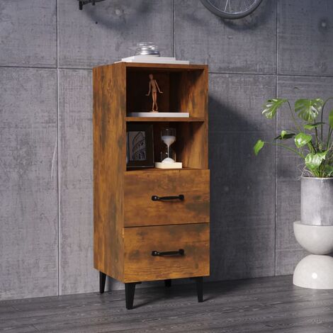 Buffet, Meuble de Rangement, Armoire de Cuisine Chêne fumé 34,5x34x90 cm Bois d'ingénierie RDS4143 (1/5)