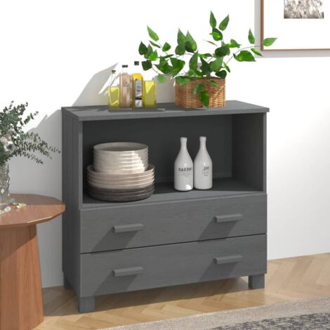Buffet,Placard de cuisine,Meuble de rangement HAMAR Gris foncé 85x35x80 cm Bois massif de pin -TZ65399 (1/5)