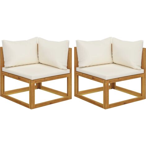 2 pcs Canapés d'angle sectionnels, Canapés relax, Canapés d'angle de jardin avec coussins Blanc crème MJU4623 (1/5)