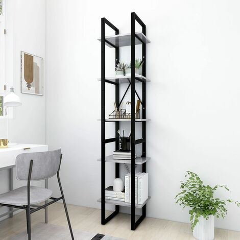 Bibliothèque,Étagère à 5 niveaux de Rangement Ouvert,Étagère livres Gris béton 40x30x175cm Bois ingénierie - DH25754 (1/5)
