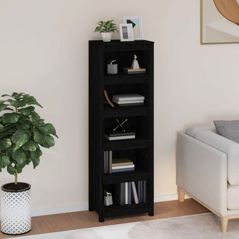 Bibliothèque, Étagère de Rangement, Meuble pour Dossier, Armoire de Rangement Noir 50x35x154 cm Bois de pin massif AXZ78070 (1/5)