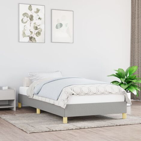 Lit Adulte Cadre de lit magnifique pour Chambre,Matériau durable Gris clair 90x200 cm Tissu -97494 (1/5)