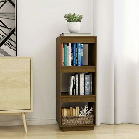 Bibliothèque, Étagère de Rangement, Séparateur de pièce, Meuble pour Dossier Marron miel Bois de pin massif AXZ31274 (1/5)