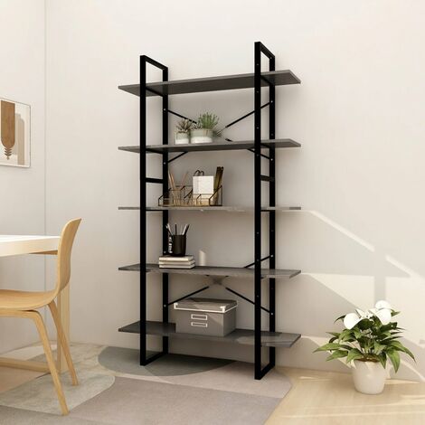 Bibliothèque,Étagère à 5 niveaux de Rangement Ouvert,Étagère livres Gris 100x30x175 cm Bois de pin - DH37800 (1/5)
