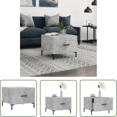 The Living Store Table basse gris béton 50x50x40 cm bois d'ingénierie - Table Basse - Meuble Salon - Table D'appoint - Table Design - Table Grise (1/5)
