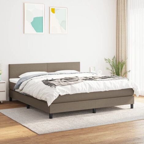 Lit adulte,Lit avec Sommier et Matelas confortable pour Chambre,Ensemble Lit à sommier tapissier Taupe 180x200 cm Tissu -BVN94084 (1/5)