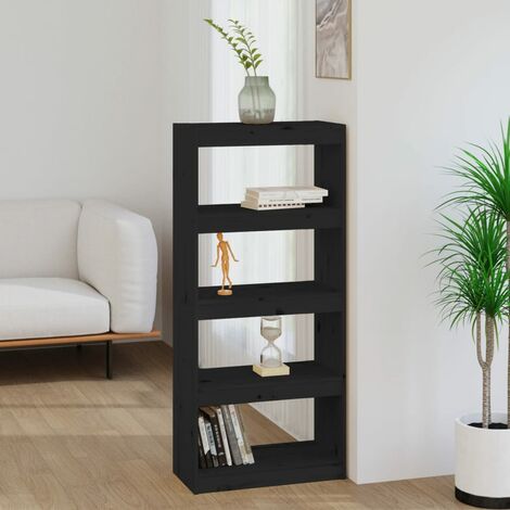 Bibliothèque, Étagère de Rangement, Séparateur de pièce, Meuble pour Dossier Noir 60x30x135,5 cm Pin solide AXZ21496 (1/5)