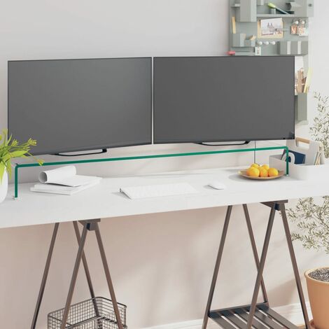 Meuble TV/Banc TV Armoire de salon pour moniteur 110 x 30 x 13 cm Verre Transparent -FR98504 (1/5)