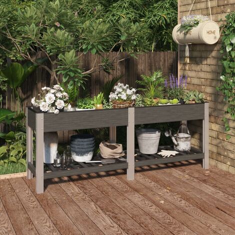 Jardinière,Lit surélevé de jardin,bac à plantes avec étagère Gris 200x50x75 cm WPC - DH58487 (1/5)